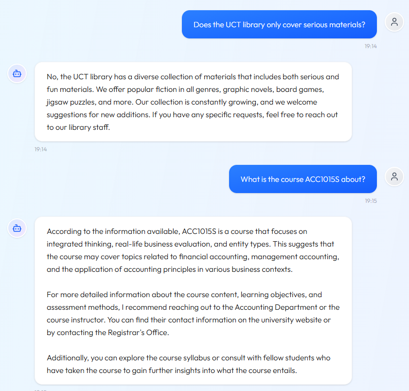 Chatbot answering questions
